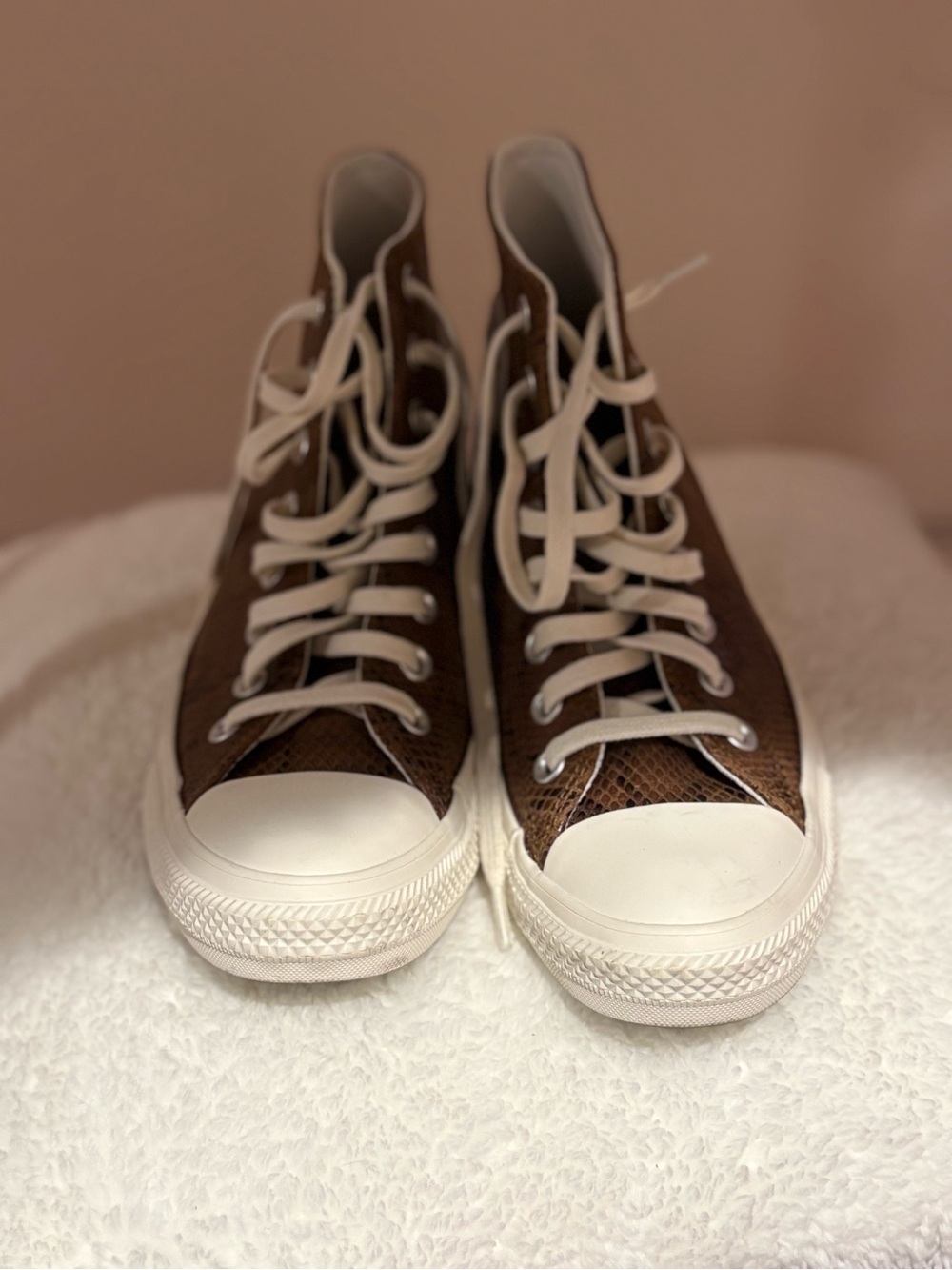 Converse Brown Snake-Print High Top Sneakers